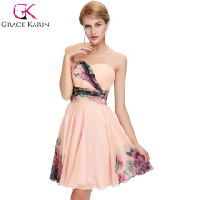 2015 Grace Karin Hot Sale imprimé floral court Flower Plus Size Robes de demoiselle d&#39;honneur pour femmes grasses CL7501